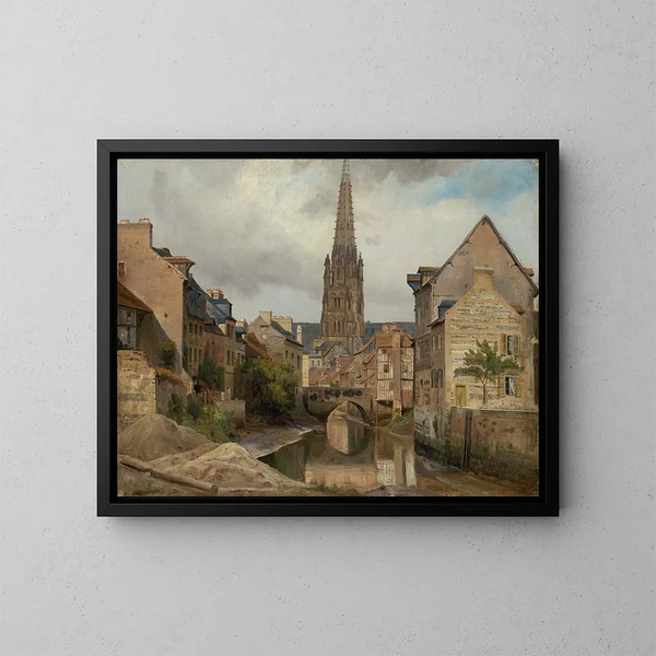 Vista de Saint-Martin en Harfleur cerca del Havre - Johann Wilhelm Schirmer — cuadro enmarcado en la pared