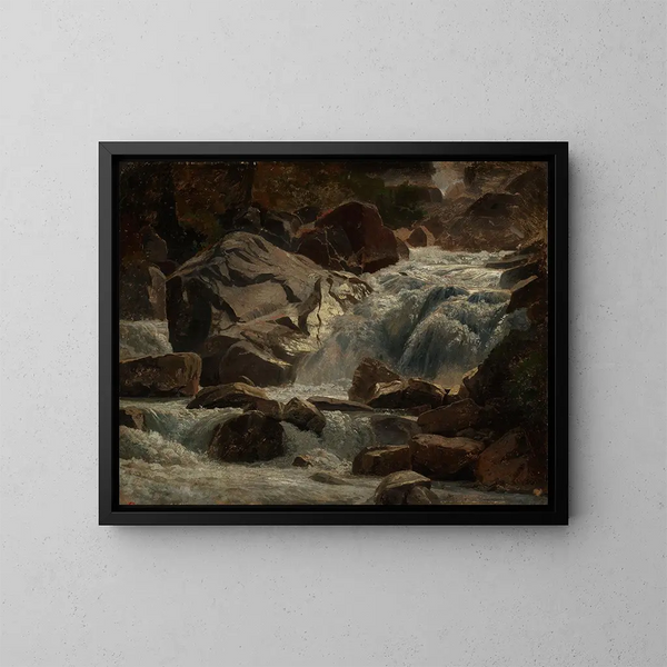 Arroyo de montaña suiza - Johann Wilhelm Schirmer — cuadro enmarcado en la pared