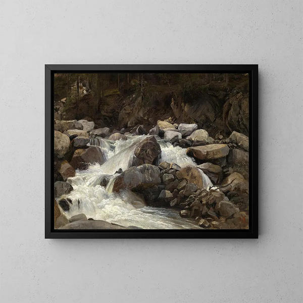 Ruisseau de montaña suisse - Johann Wilhelm Schirmer — cuadro enmarcado en la pared