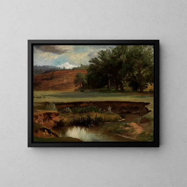Bord de forêt avec étang au premier plan - Johann Wilhelm Schirmer — cuadro enmarcado en la pared