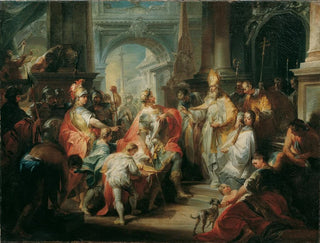 Johann Wolfgang Baumgartner - Der Heilige Ambrosius Verwehrt Kaiser Theodosius Den Eintritt In Den Mailnder Dom.webp