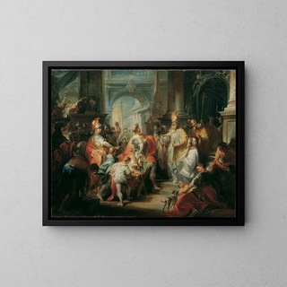 Johann Wolfgang Baumgartner - Der Heilige Ambrosius Verwehrt Kaiser Theodosius Den Eintritt In Den Mailnder Dom.webp