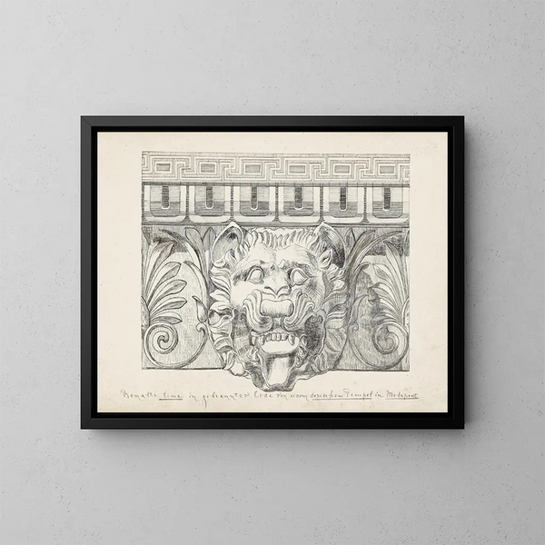 Tête de lion sur un temple dorique à Métaponte - Johanna van de Kamer — cuadro enmarcado en la pared