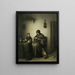 a woman cutting bread - Johannes Christiaan Janson — framed artwork on a wall