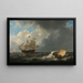 Navíos en un mar agitado - Johannes Christiaan Schotel — cuadro enmarcado en la pared
