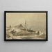 Winter landscape painting with farm by a ditch - Johannes Franciscus Hoppenbrouwers — framed artwork on a wall