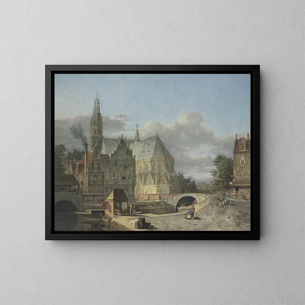 Vista de una ciudad neerlandesa - Johannes Huibert Prins — cuadro enmarcado en la pared