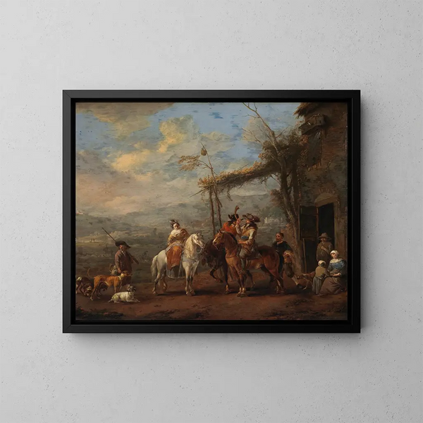 Una parte de caza - Johannes Lingelbach — cuadro enmarcado en la pared