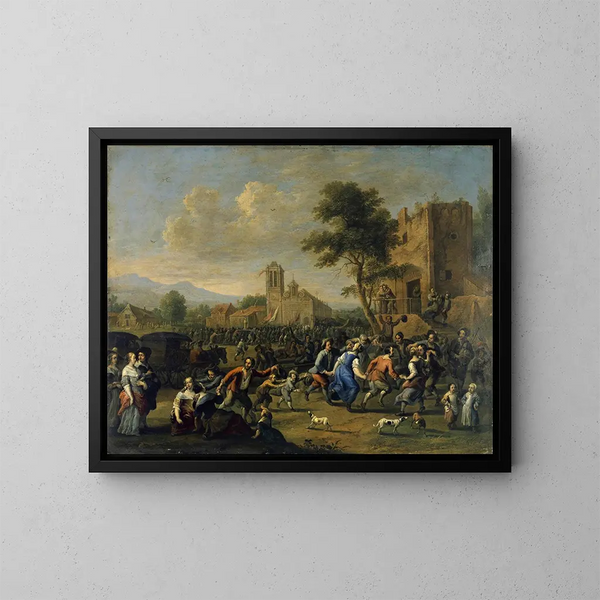 Fiesta parroquial - Johannes Lingelbach — cuadro enmarcado en la pared