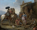 Los viajeros se detienen frente a una osteria - Johannes Lingelbach — vista de la obra