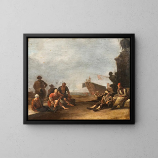Johannes Lingelbach - View on a Sourthern harbor with merchants and prisoners a ship and the statue of Ferdinand I de Medici in Livorno.webp