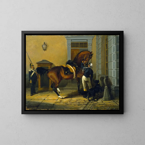 Gentilhomme, el caballo favorito del rey Carlos XV de Suecia - John Arsenius — cuadro enmarcado en la pared