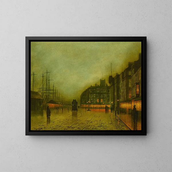 Los muelles de Liverpool - John Atkinson Grimshaw — cuadro enmarcado en la pared