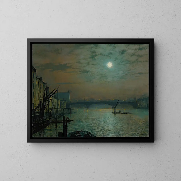 El puente de Southwark a la luz de la luna - John Atkinson Grimshaw — cuadro enmarcado en la pared