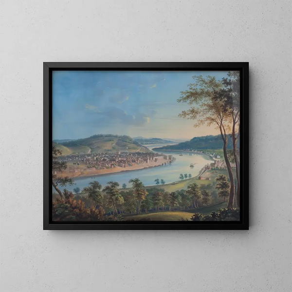 Vista de Cincinnati desde Covington - John Caspar Wild — cuadro enmarcado en la pared