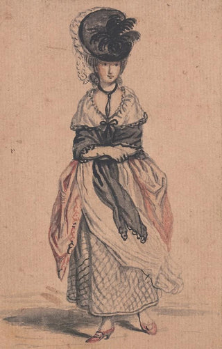John Collet - A Lady of Fashion with Black Shawl and Red Shoes.webp