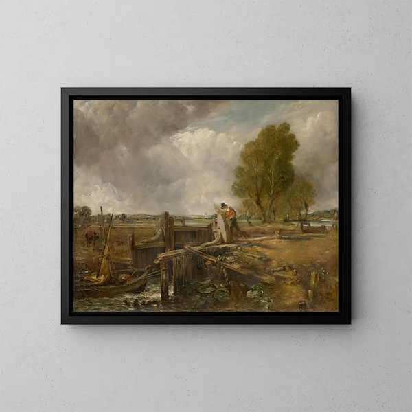 Estudio de un barco pasando una esclusa - John Constable — cuadro enmarcado en la pared