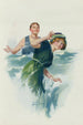 Joven hombre salpicando a una joven mujer con agua en la playa - John E Sutcliffe | E — vista de la obra