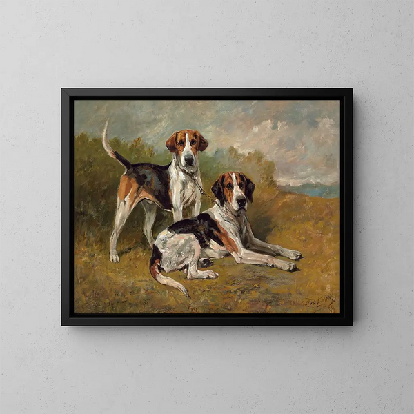 Dos perros en reposo - John Emms — cuadro enmarcado en la pared