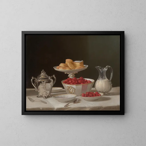 Nature morte de desserts - John F. Francis — cuadro enmarcado en la pared