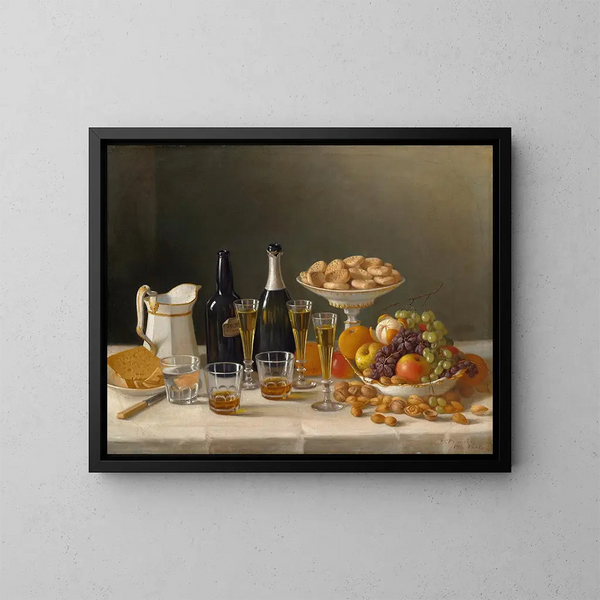 de vino, queso y frutas - John F. Francis — cuadro enmarcado en la pared