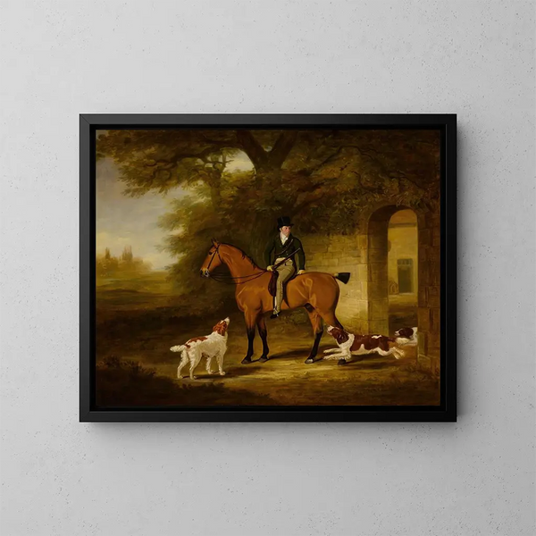 Un caballo de caza marrón montado por Robert Day - John Ferneley — cuadro enmarcado en la pared