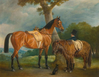 John Ferneley - Lady Thorolds Hunter And Shetland Pony With Groom.webp
