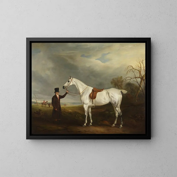 El criado de Lord Howe con un caballo gris - John Ferneley — cuadro enmarcado en la pared