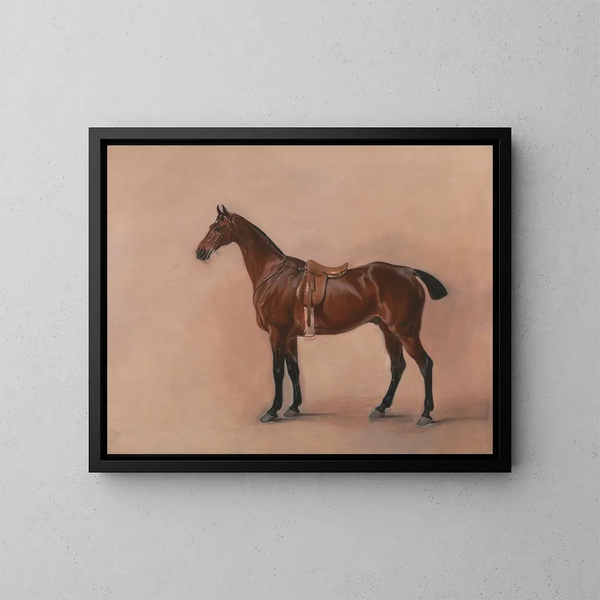 Estudio de un caballo de caza bayo atado - John Ferneley — cuadro enmarcado en la pared