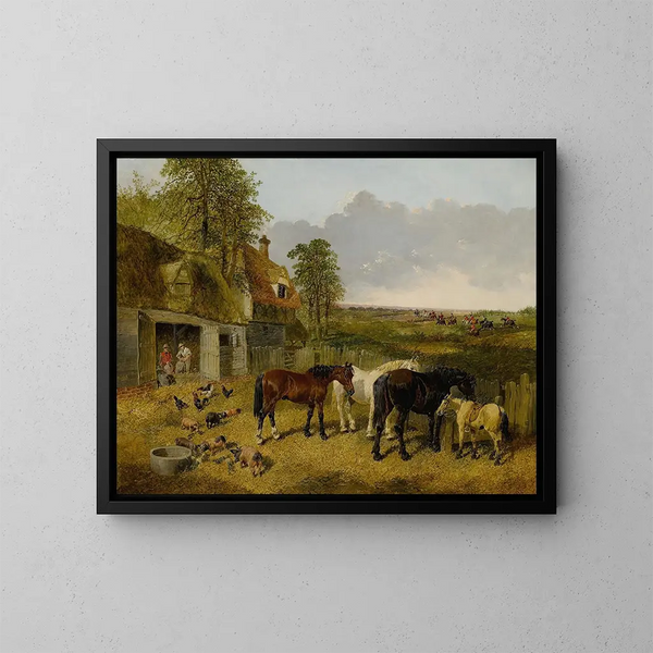 Una granja tranquila - John Frederick Herring Jr. — cuadro enmarcado en la pared