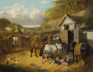 John Frederick Herring Jr - Horses pigs and ducks in a farmyard.webp