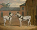 Gray draft horses in the courtyard of the carriage at Putteridge Bury, Hertfordshire - John Frederick Herring the Elder — artwork view