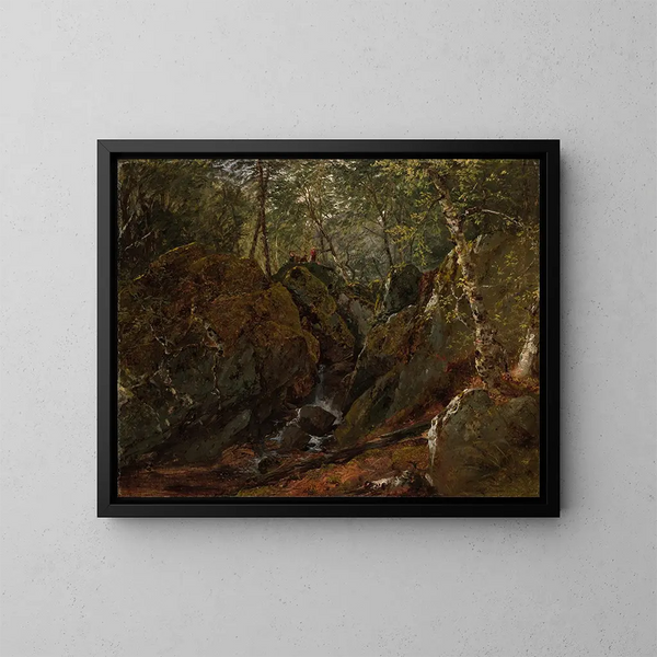 Caída de agua de los Catskills - John Frederick Kensett — cuadro enmarcado en la pared