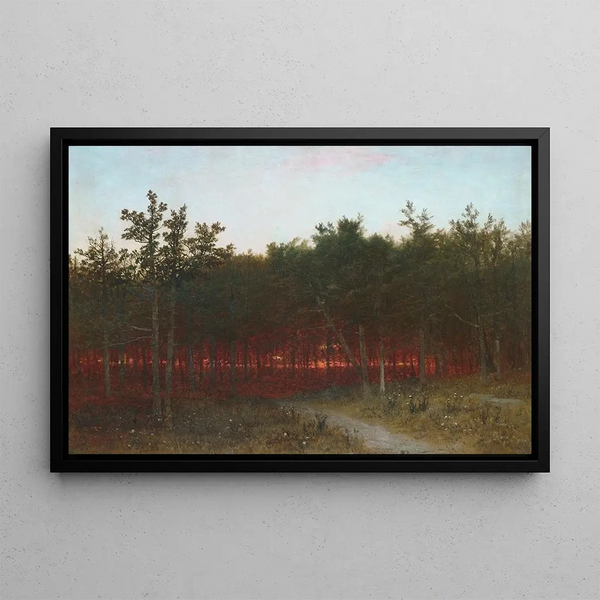 Crepúsculo en los cedros en Darien, Connecticut - John Frederick Kensett — cuadro enmarcado en la pared