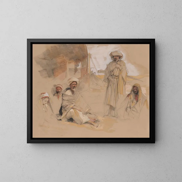 Una campamento beduino en Gebel Tor en el desierto del Sinaí - John Frederick Lewis — cuadro enmarcado en la pared