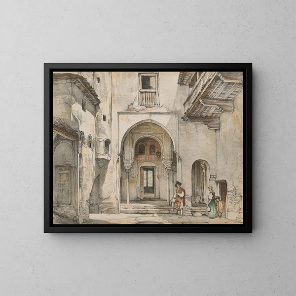 Croquis y dibujos de la Alhambra en Londres - John Frederick Lewis — cuadro enmarcado en la pared