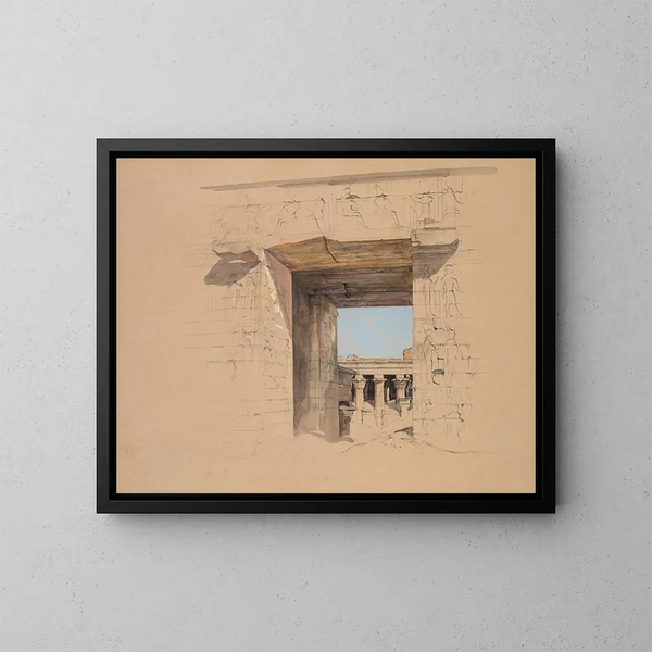 The Temple of Edfu, the Pylon Gate - John Frederick Lewis — framed artwork on a wall