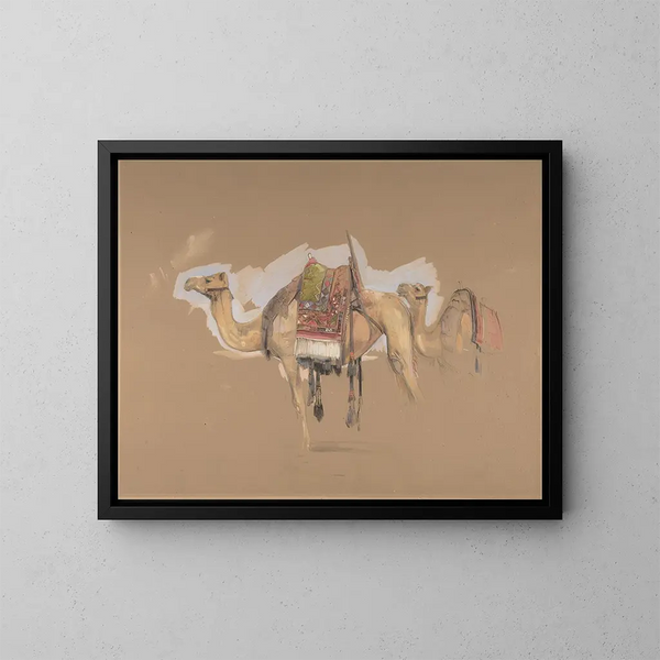 Two Camels - John Frederick Lewis — framed artwork on a wall