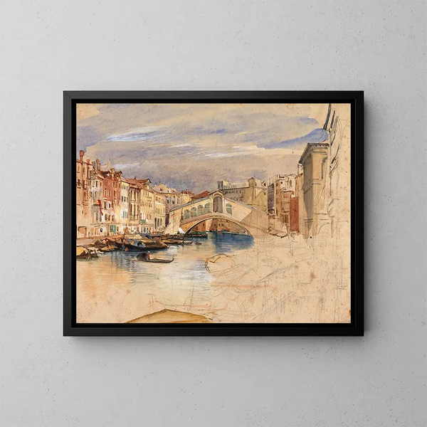 Venecia, el Gran Canal y el Rialto - John Frederick Lewis — cuadro enmarcado en la pared