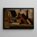 Naturaleza muerta con libros, tintero y candelabro - John Frederick Peto — cuadro enmarcado en la pared