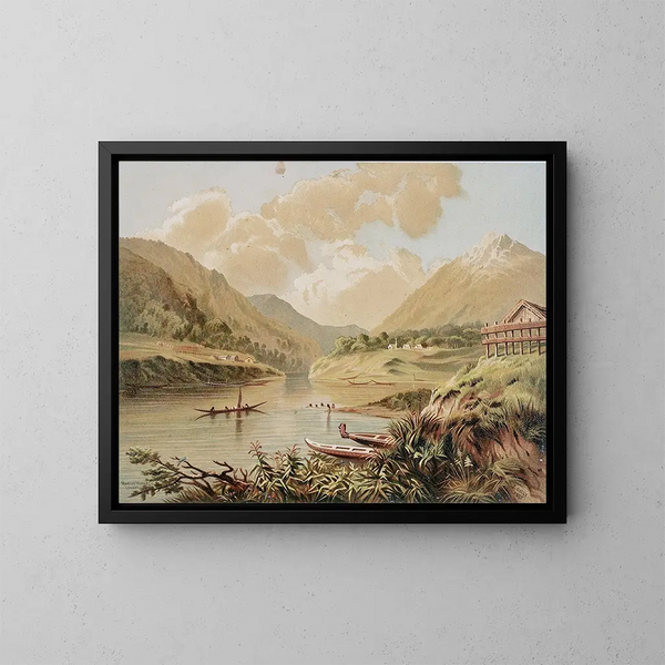 Escena en amont en Wanganui - John Gully — cuadro enmarcado en la pared