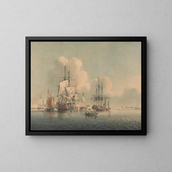Hombres de guerra en alta mar cerca de Sheerness - John Harris — cuadro enmarcado en la pared