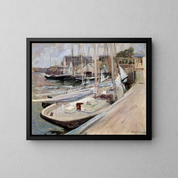 Bateaux de pêche à Gloucester - John Henry Twachtman — framed artwork on a wall