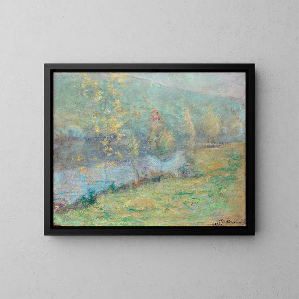 Morning Mist Painting - John Henry Twachtman — framed artwork on a wall