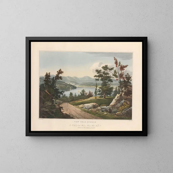 View near Hudson - John Hill — framed artwork on a wall