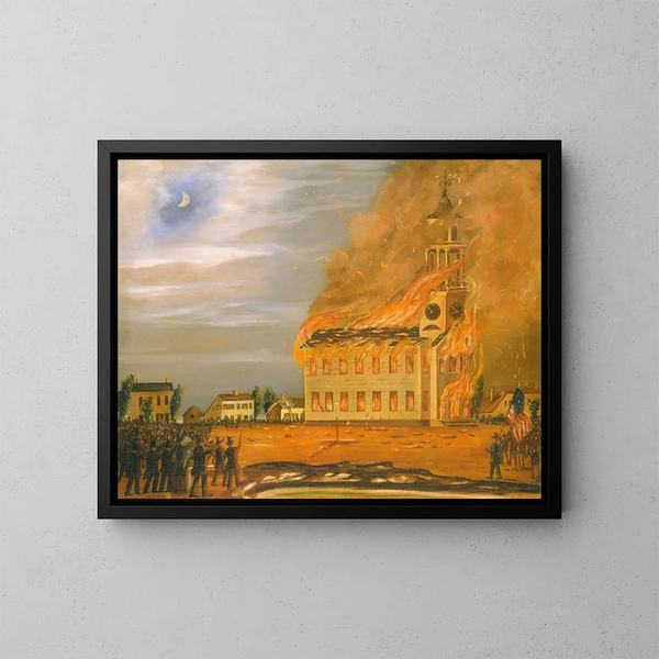 Incendio de la Old South Church, Bath, Maine - John Hilling — cuadro enmarcado en la pared