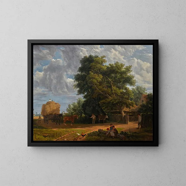 El carro de heno - John James Chalon — cuadro enmarcado en la pared