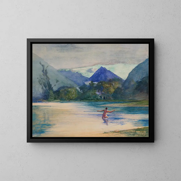 Entrada del río VaiTePiha, amarre de los cocineros - John La Farge — cuadro enmarcado en la pared