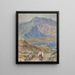 Mountainous landscape painting with hiker - John Leech — framed artwork on a wall
