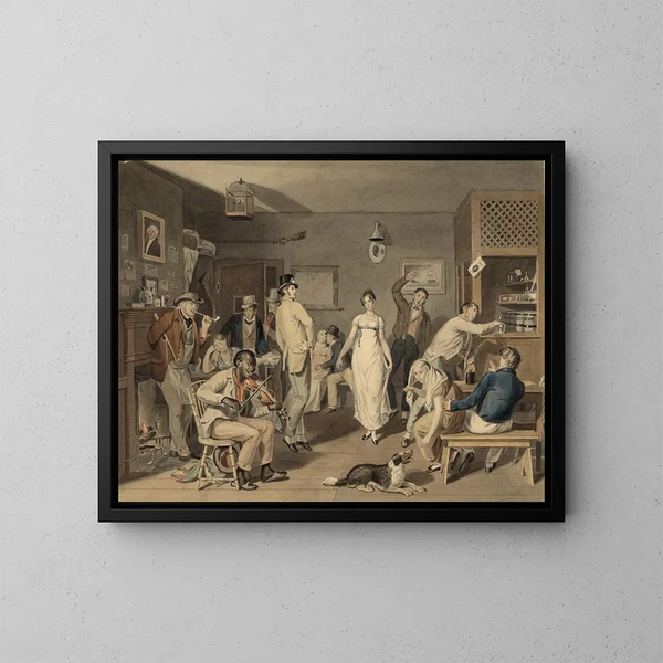 Danse dans un bar - John Lewis Krimmel — cuadro enmarcado en la pared